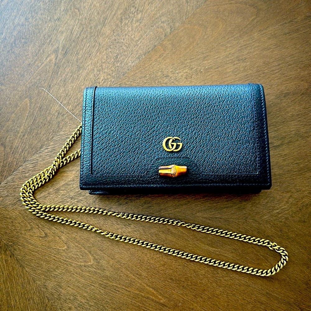 Gucci Diana Mini Bag with Bamboo Leather Gold Chain